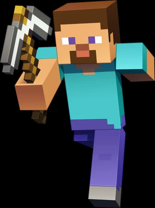 Minecraft's Steve swinging a pickaxe